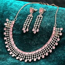 Majestic Floral Design Choker AD Necklace Set to Dadra and Nagar Haveli