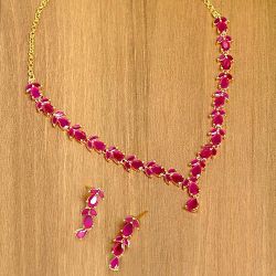 Classy Ruby Necklace Set to Nipani