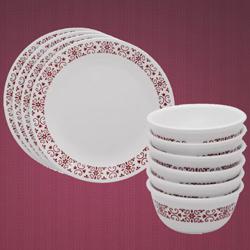 Fancy Corelle Red Thrills Glass Dinner Set to Lakshadweep