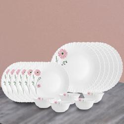 Beautiful Cello Opalware Pink Lilac n White Dinner Set to Uthagamandalam