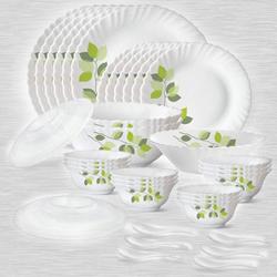 Exclusive Larah by Borosil Green Leaves Silk Series Dinner Set to India
