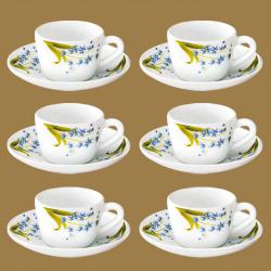 Crafty Larah 12pc Cup N Saucer Set in Blue N White from Borosil