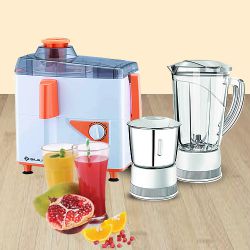 Stunning Bajaj 2 Jar Juicer Mixer Grinder in White n Orange to Lakshadweep