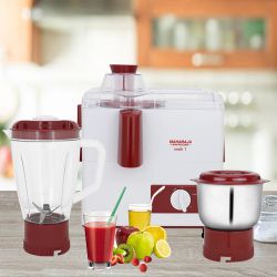 Unique White and Red Juicer Mixer Grinder from Maharaja Whiteline