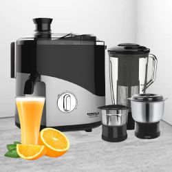 Beautiful Maharaja Whiteline 3 Jars Juicer Mixer Grinder in Black n Silver to Alwaye