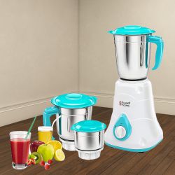 Enticing Russell Hobbs White Color Mixer Grinder with 3 Jars