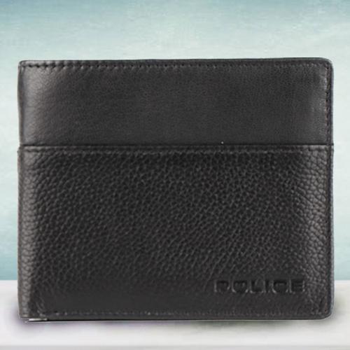 Amazing Mens Leather Wallet in Black from Police to Alwaye