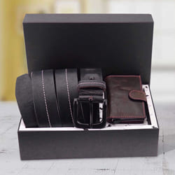 Wonderful Hide and Skin Mens Leather Card Holder and Middle Stitch Belt