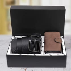 Mesmerizing Hide and Skin Mens Leather Card Holder and Formal Belt