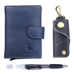 Attractive Hide N Skin Leather Card Case with Pen N Keychain Set
