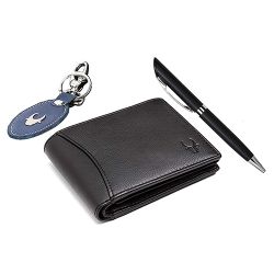 Outstanding Trio of WildHorn Leather Wallet with Keychain N Pen Set