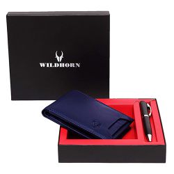 Attractive WildHorn Leather Wallet N Pen Gift Combo Set for Men