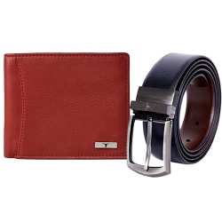 Beautiful Urban Forest Leather Wallet N Reversible Belt Set to Marmagao