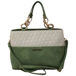 Showy Leather Handbag for Her in White N Brown