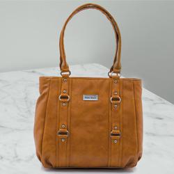 Remarkable Womens Leather Vanity Bag in Tan Color