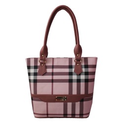Checkered Womens Bag with Maroon Handle to Ambattur