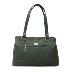 Green Ladies Office Bag with Two Chambers n Front Zip Pocket to Alwaye