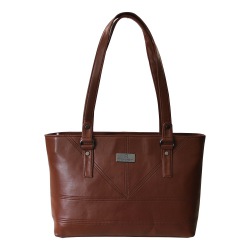 Stunning Brown Vanity Bag for Women with Front Stiches