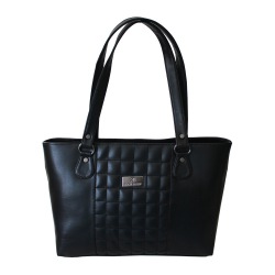 Womens Front Square Stich Design Bag in Black to India