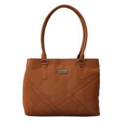 Stylish Brown Womens Shoulder Bag with Front Zip