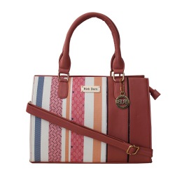 Fabulous Striped N Plain Combination Vanity Bag