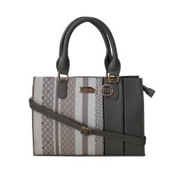 Attractive Vanity Bag in Striped N Plain Combination