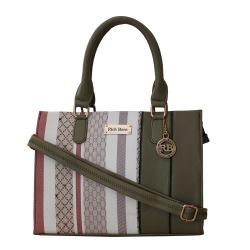 Stunning Vanity Bag in Striped N Plain Combination to Irinjalakuda