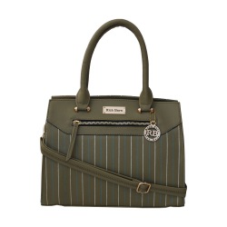 Ravishing Striped Front Design Ladies Leather Bag