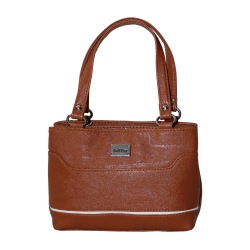 Suave Ladies Mini Bag with Brown with White Border to Irinjalakuda