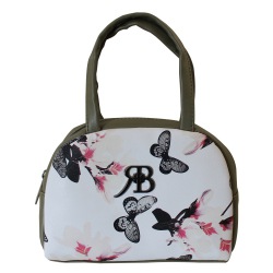 Ladies White Shoulder Bag in Beautiful Butterfly Print