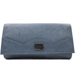 Womens Blue Clutch Wallet with Flap Patti Sides Taper to Kollam