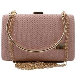 Womens Pink Party Purse with Metal Frame Sling Chain to Lakshadweep