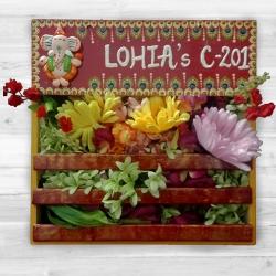 Magnificent Handmade Dot Mandala Art Ganesha Personalized Nameplate with Art Flower Decor to Dadra and Nagar Haveli