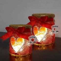 Beautifying V-day Gift of Twin Heart Jar Led Lamps