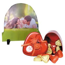 Wonderful Personalized Photo Rock Stone with Handmade Heart Chocolate to India