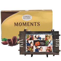 Wonderful Personalized Photo Rock in Wood Stone n Ferrero Rocher to Chittaurgarh