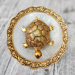 Pious Feng Shui Metal Tortoise On Plate to Thane