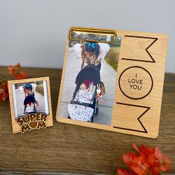Exquisite Super Mom Personalized Pinewood Frames