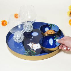 Elegant Blue Tray  N  Bowl Hamper