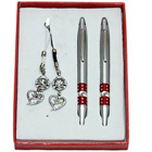 Exquisite Twin Pen with Key Ring N Mobile Ring Gift Set to Lakshadweep