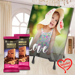 Stylish Personalized Photo Tile with ITC Fabelle Twin Chocolates