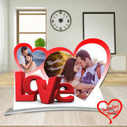 Exclusive Twin Heart Shape Personalized Photo Frame with Love Message