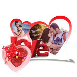 Beautiful Heart Shaped Photo Frame with Homemade Chocolates to Dadra and Nagar Haveli