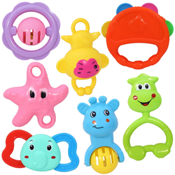 Marvelous Toyshine Pack of 7 Rattle Set with Teathers for New Borns to Punalur