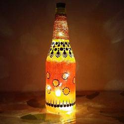 Attractive Dot Mandala Art Bottle Lamp to Alwaye