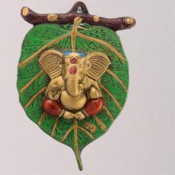 Divine Lord Ganesha on Leaf for Wall Decor to Adipur