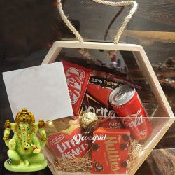 Trendy Gift Basket of Yummy Assortments with Glowing Ganesha