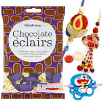 Suave 1 Family Rakhi set with Waitrose Chocolate Eclairs. to Rakhi-to-world-wide.asp