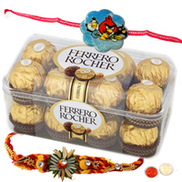 Attractive Single Rakhi with Ferrero Rochers to Rakhi-to-newzealand.asp