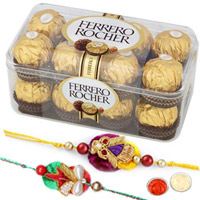 Beautiful Swastik Rakhi With Ferrero Rochers to Rakhi-to-newzealand.asp